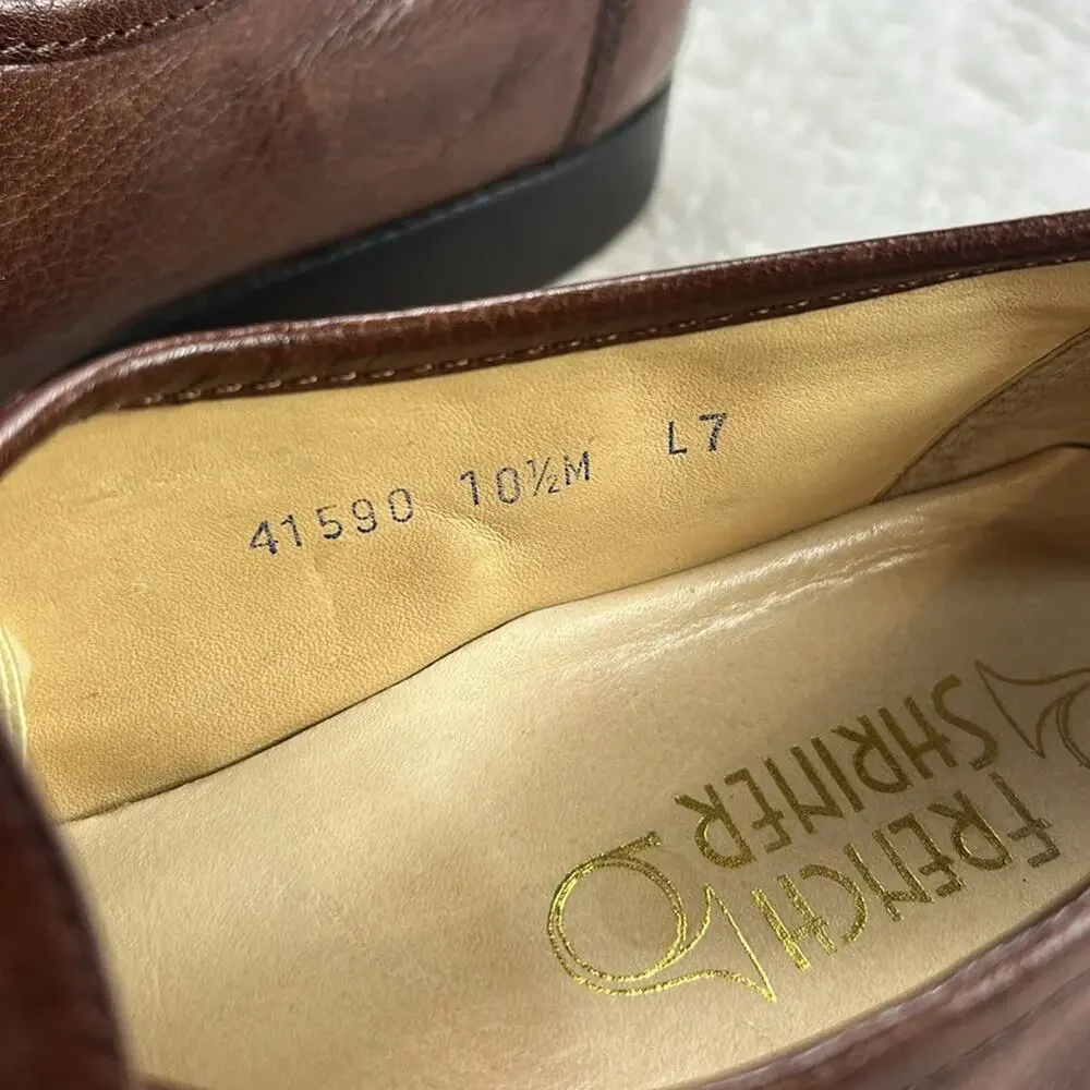 Vintage 80s French Shriner tassel loafers chocolate brown dress shoes, 10.5